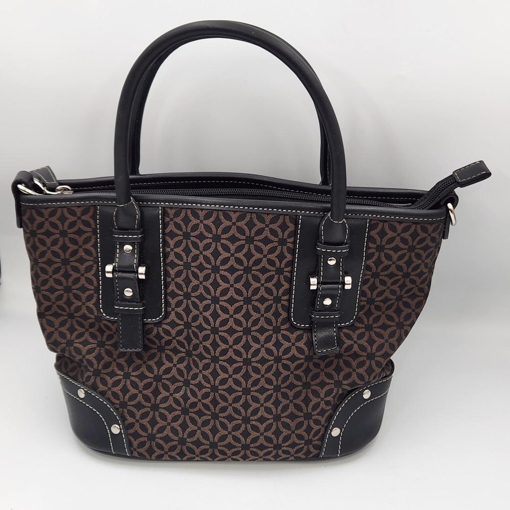 Relic Satchel Purse Brown and‎ Black Faux Leather Handbag RL5987 12x8x5